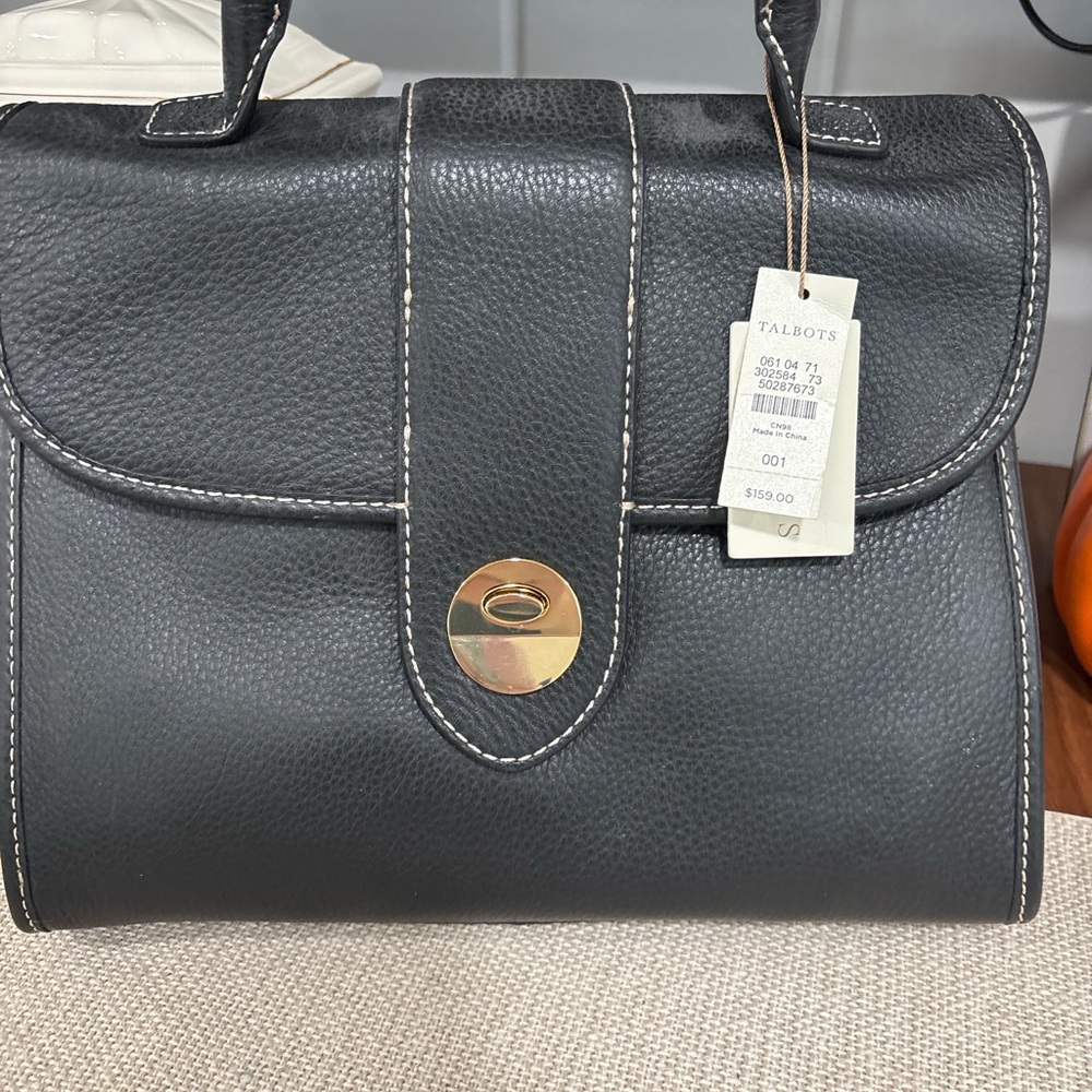 Talbots Black Leather Satchel